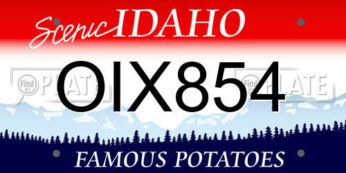 OIX854 Idaho License Plate