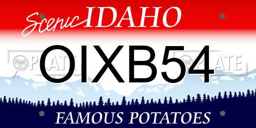 OIXB54 Idaho License Plate