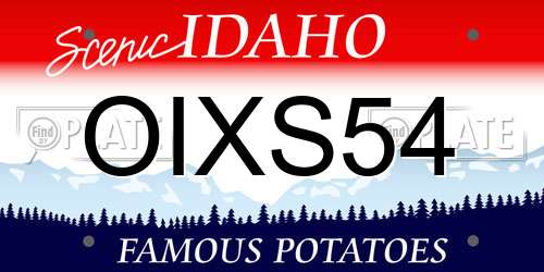 OIXS54 Idaho License Plate