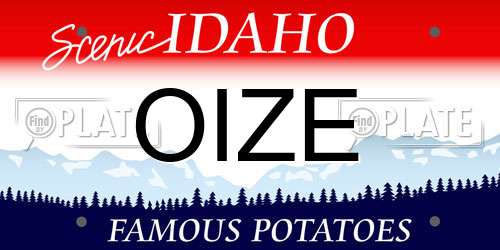 OIZE Idaho License Plate