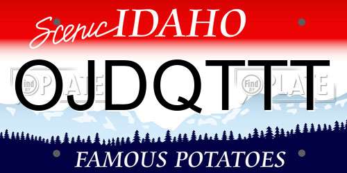 OJDQTTT Idaho License Plate