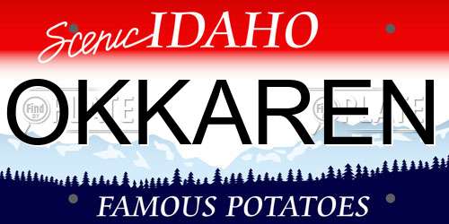 OKKAREN Idaho License Plate