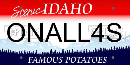 ONALL4S Idaho License Plate