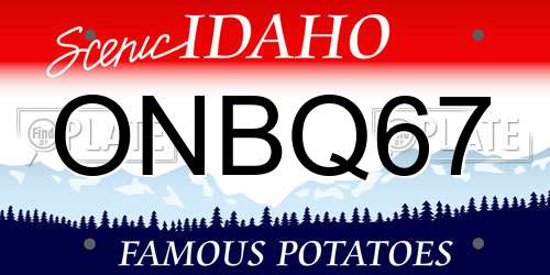 ONBQ67 Idaho License Plate