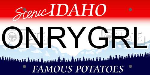 ONRYGRL Idaho License Plate
