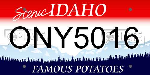 ONY5016 Idaho License Plate