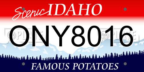 ONY8016 Idaho License Plate
