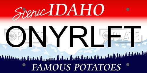 ONYRLFT Idaho License Plate