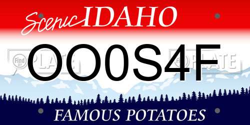OO0S4F Idaho License Plate