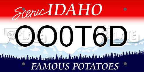 OO0T6D Idaho License Plate