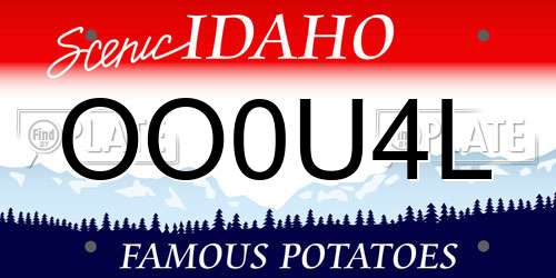OO0U4L Idaho License Plate