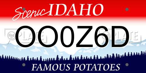 OO0Z6D Idaho License Plate