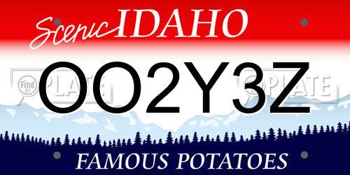 OO2Y3Z Idaho License Plate