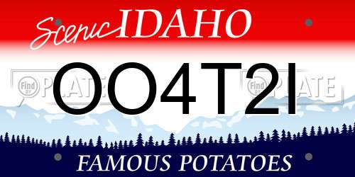 OO4T2I Idaho License Plate