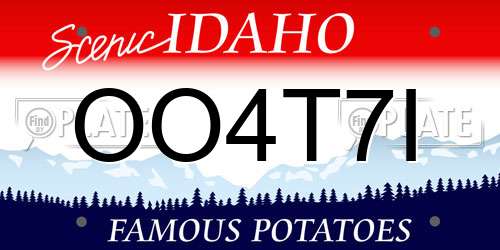 OO4T7I Idaho License Plate