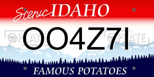 OO4Z7I Idaho License Plate