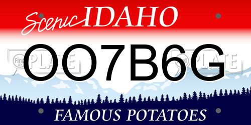 OO7B6G Idaho License Plate