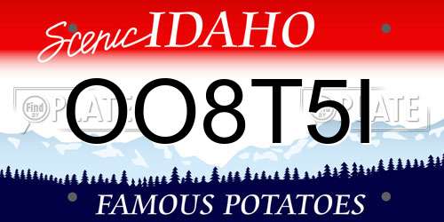 OO8T5I Idaho License Plate