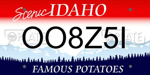 OO8Z5I Idaho License Plate