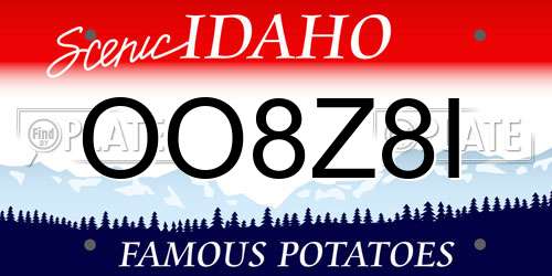 OO8Z8I Idaho License Plate