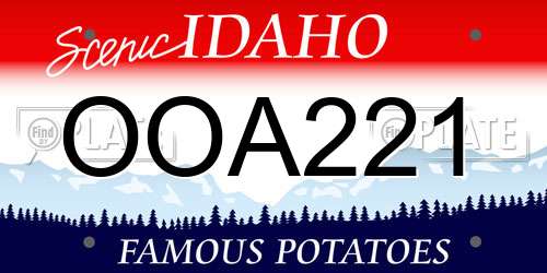 OOA221 Idaho License Plate