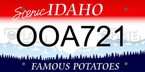 OOA721 Idaho License Plate