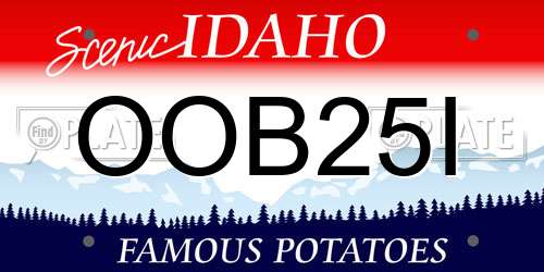 OOB25I Idaho License Plate