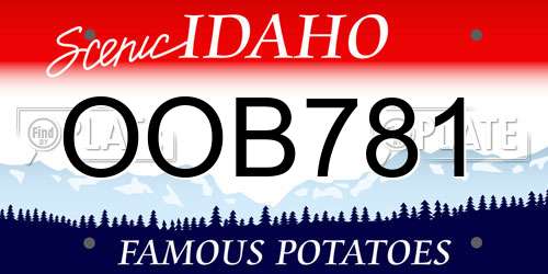OOB781 Idaho License Plate