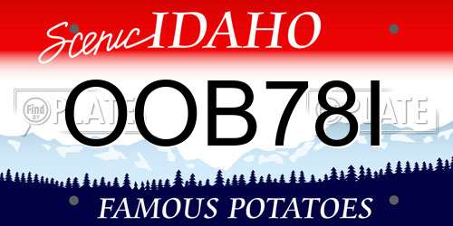 OOB78I Idaho License Plate