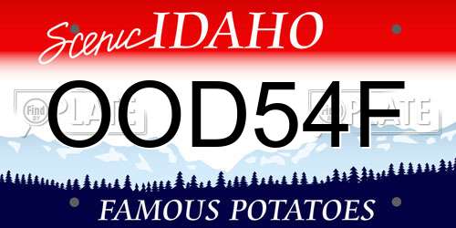 OOD54F Idaho License Plate