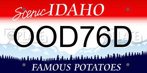 OOD76D Idaho License Plate