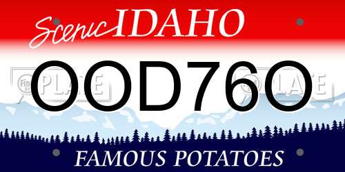 OOD76O Idaho License Plate