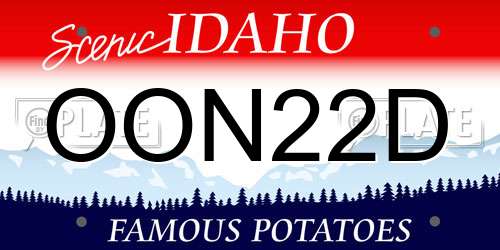 OON22D Idaho License Plate