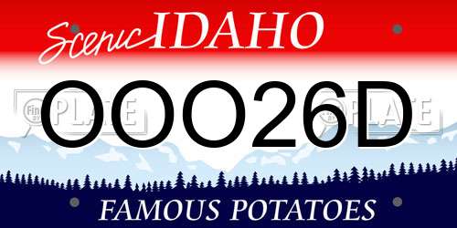 OOO26D Idaho License Plate