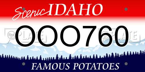 OOO760 Idaho License Plate
