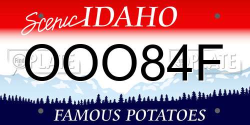 OOO84F Idaho License Plate