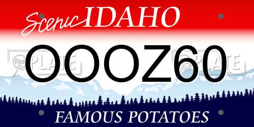 OOOZ60 Idaho License Plate