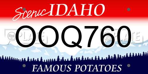 OOQ760 Idaho License Plate