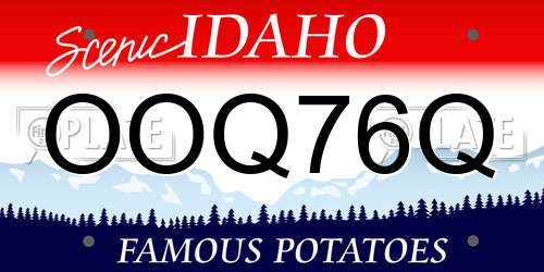 OOQ76Q Idaho License Plate