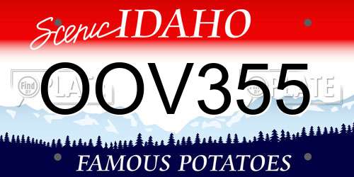 OOV355 Idaho License Plate