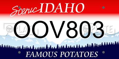 OOV803 Idaho License Plate