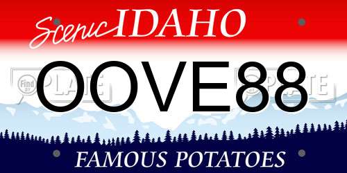 OOVE88 Idaho License Plate