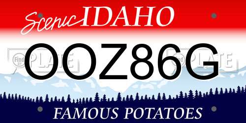 OOZ86G Idaho License Plate