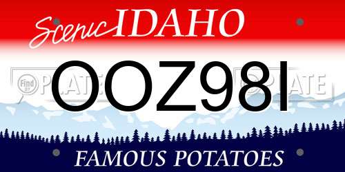 OOZ98I Idaho License Plate