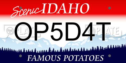 OP5D4T Idaho License Plate