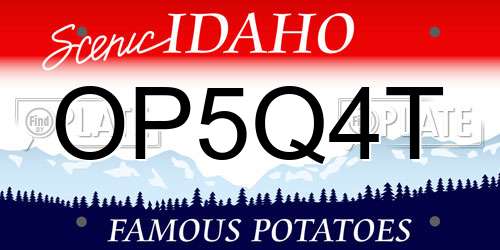 OP5Q4T Idaho License Plate