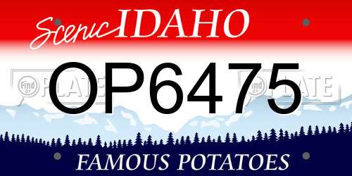 OP6475 Idaho License Plate