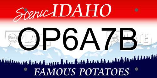 OP6A7B Idaho License Plate