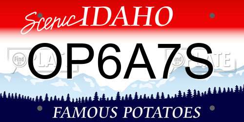OP6A7S Idaho License Plate