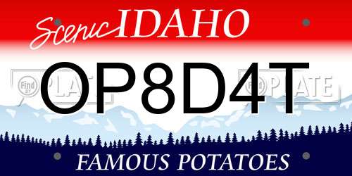 OP8D4T Idaho License Plate